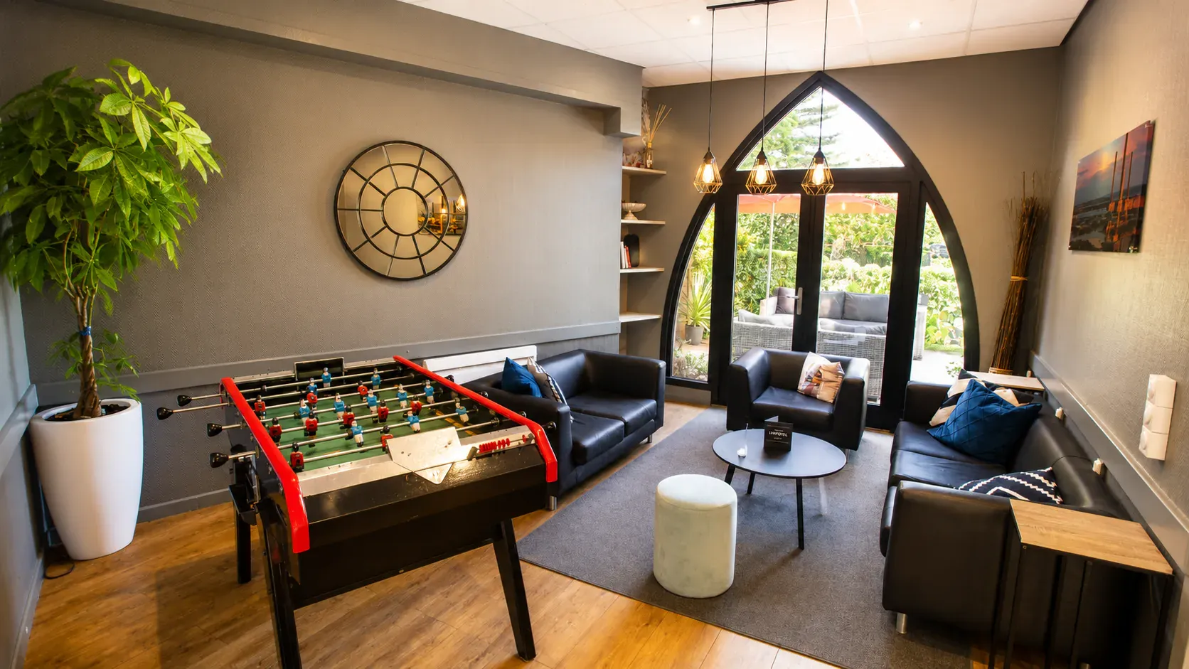 The lounge — table football